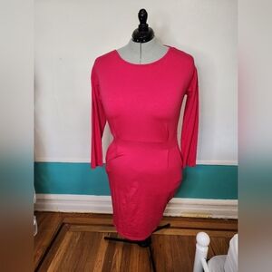 Hot pink long sleeve dress it has pockets!